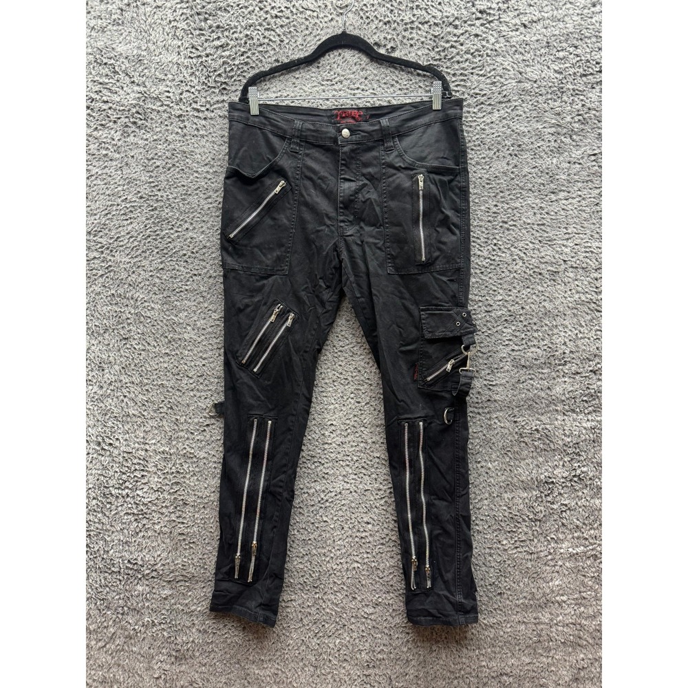 Tripp NYC Daang GoodMan Slim Fit Stretch Bondage Cargo Pants Black Mens Size 38